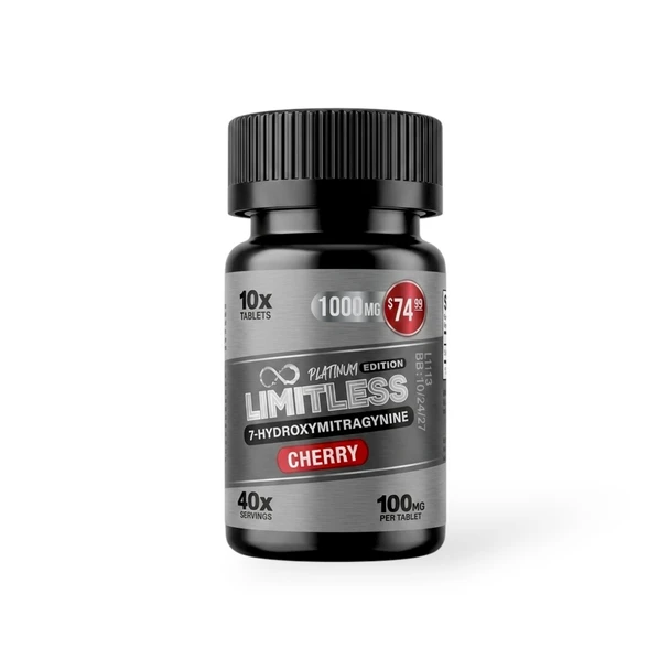 Limitless Platinum 7 Hydroxymitragynine Cherry Tablets 100mg 10ct 36732