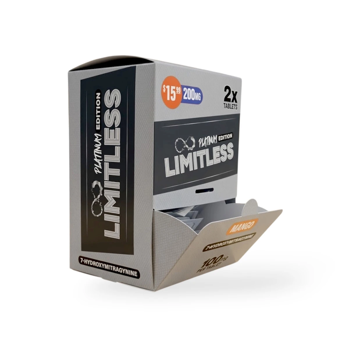 limitless platinum 7 hydroxymitragynine mango tablets 100mg 2ct box 99557 limitless platinum 7 hydroxymitragynine mango tablets 100mg 2ct box 99557